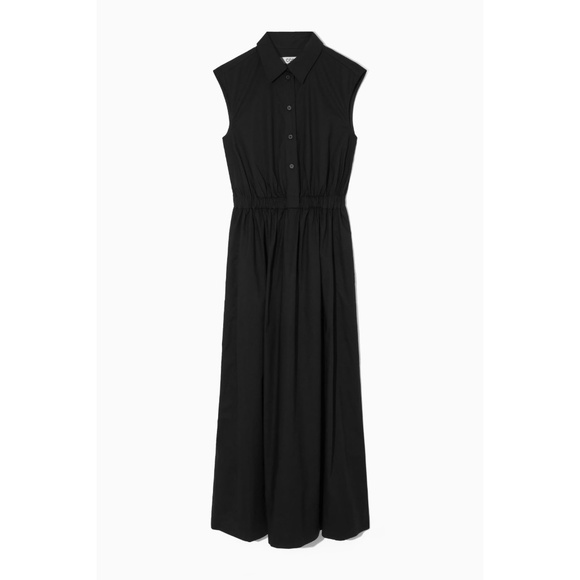 EUC! 🖤 COS Sleeveless Midi Shirt Dress, Black, Size 12 - Picture 3 of 9